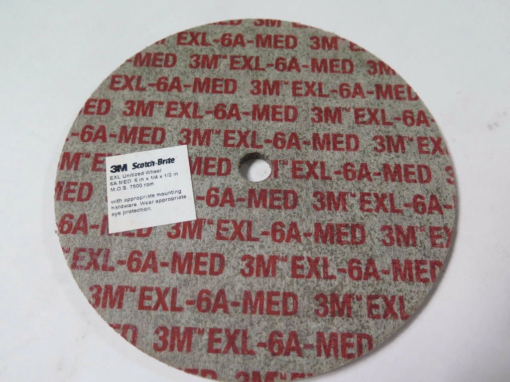 3M 6 x 1/4 x 1/2" EXL Unitized Wheel 14074 6A Med Max RPM 7500 Qty 1 Brand New