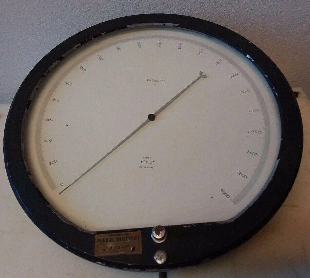 HEISE Pressure Gauge 0-4000 16" Divisions Test Gage Newtown Conn Steampunk