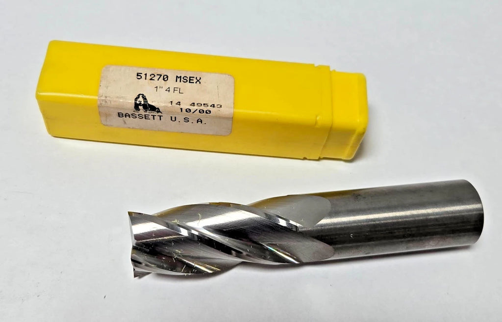 Bassett Tool 51270 MSEX Brand New Solid Carbide End Mill 1" USA Made 4 Flute 5"