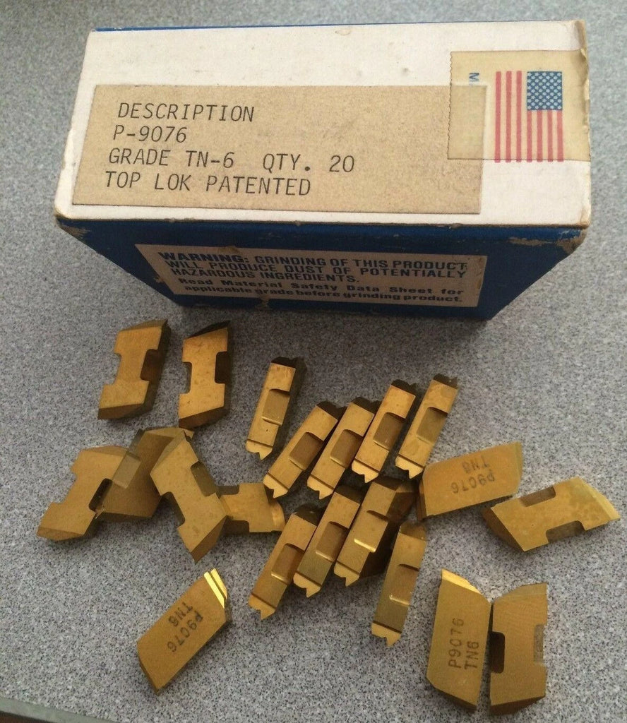 TGI USA Made P-9076 TN-6 TOP LOK Lathe Grooving Carbide Inserts 20 Pcs Gold New
