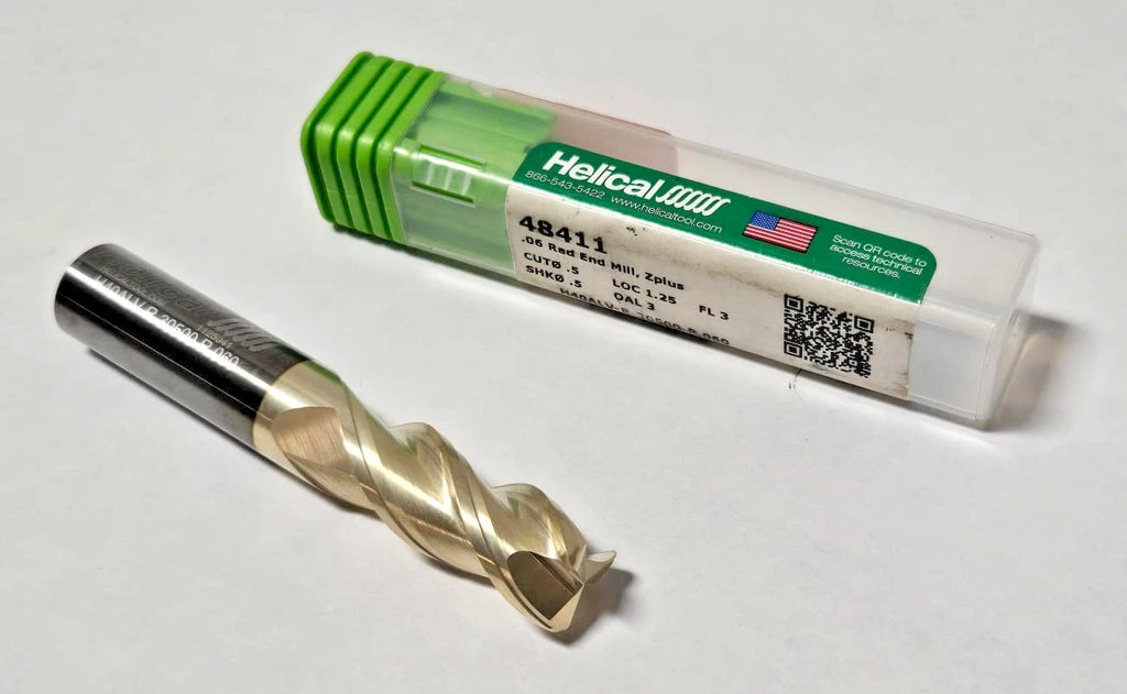 Helical Tool 48411 1/2" 3 Flute Carbide End Mill .06 Rad