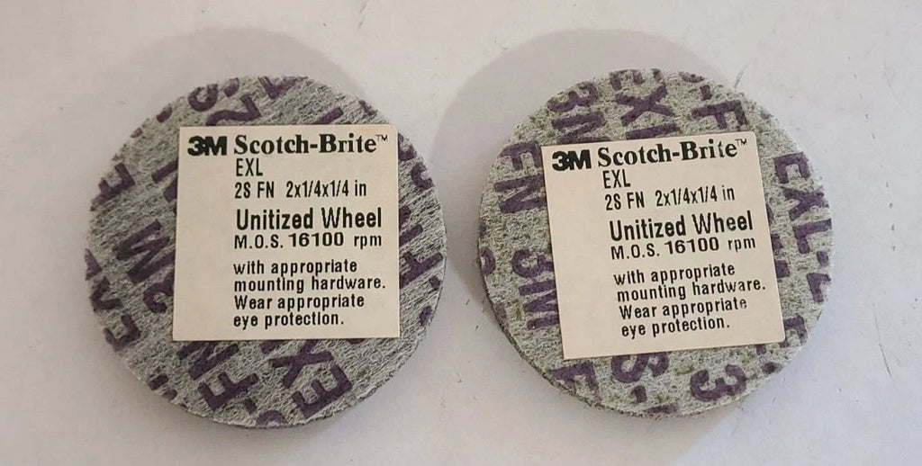 3M 2 x 1/4 x 1/4" EXL Unitized Wheel 2S Fin M.O.S. 16100 RPM Qty 2 New