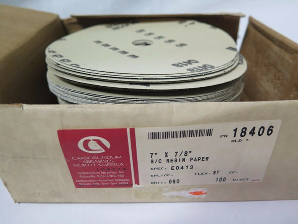 Carborundum Abrasives 7" x 7/8" S/C Resin Paper 18406 E0413 Grit 80 100pcs New