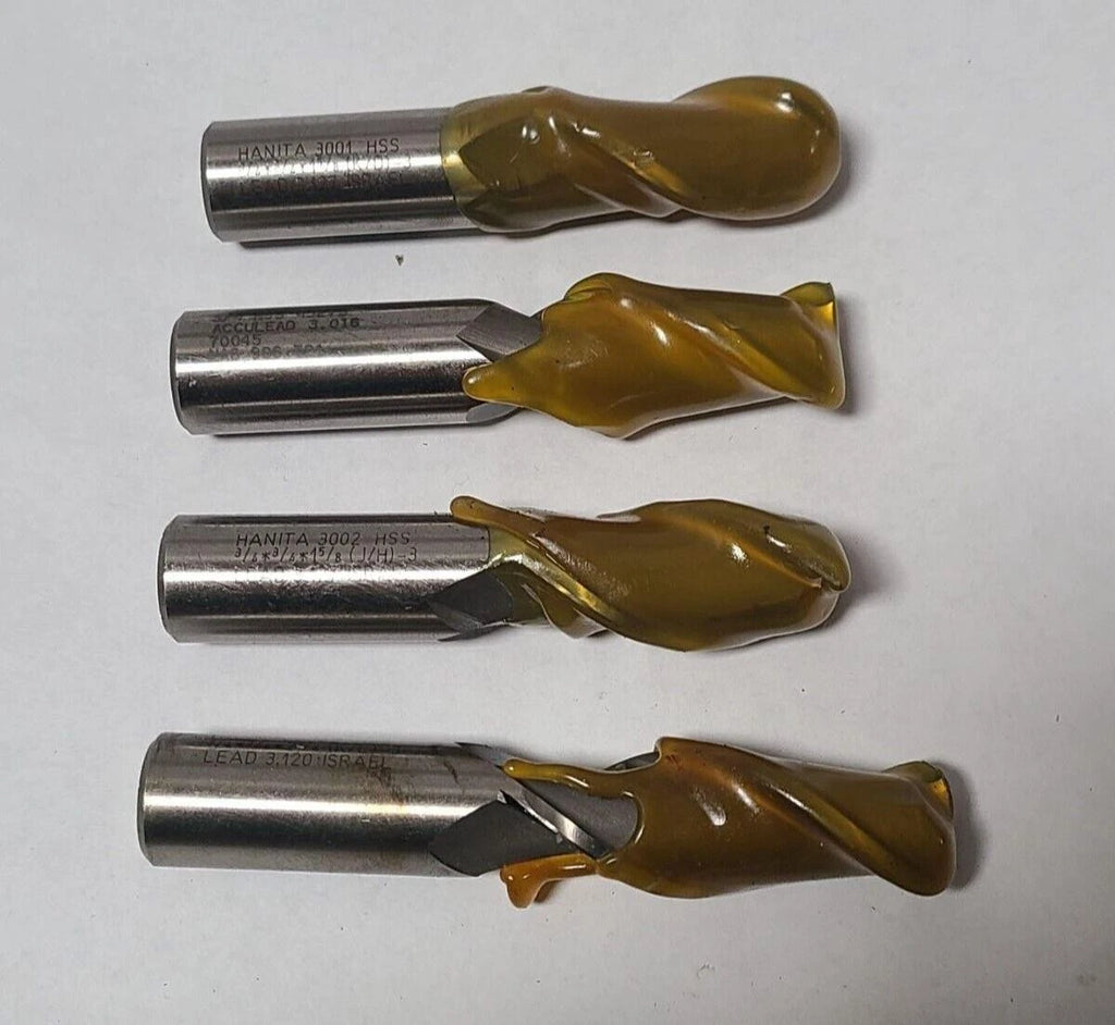 Lot of 4 HSS EndMills High Speed Steel 3/4" OSG Hanita Bridgeport Resharpened