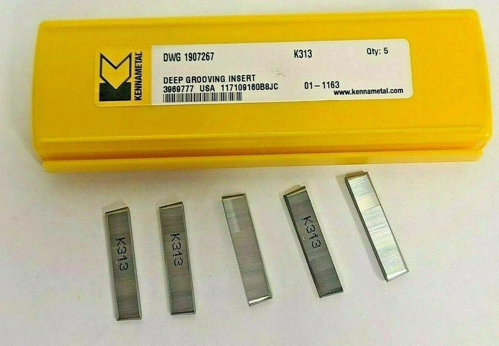Kennametal 5 Pcs Carbide Deep Grooving Inserts New USA DWG 1907267 K313