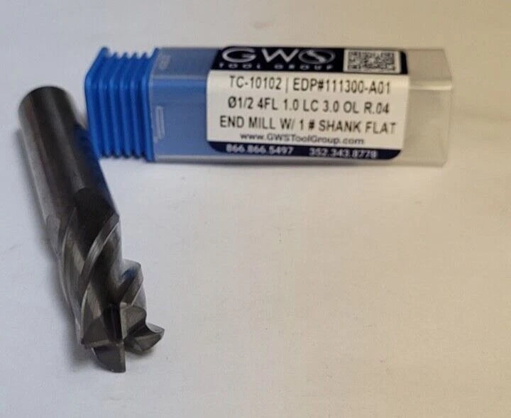 GWS Tool Group 1/2" 4 Flute R.04 Carbide END MILL TC-10102 EDP: 111300-A01 New