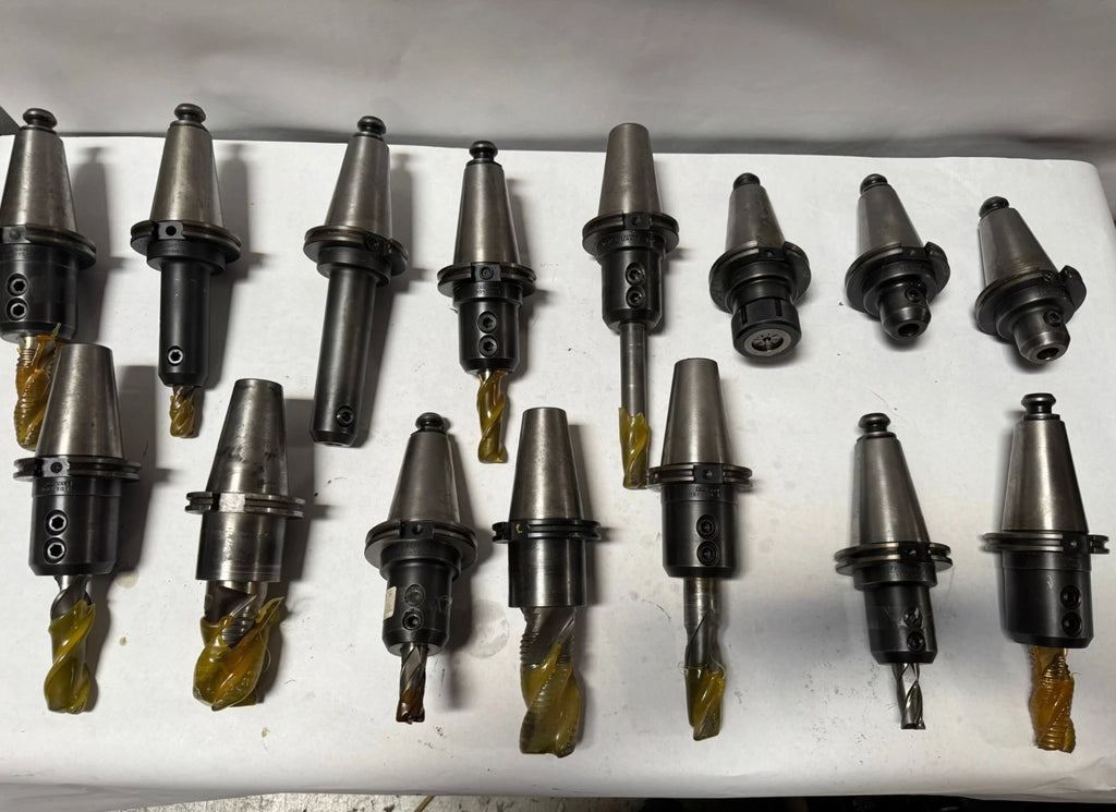 CAT50 CNC Solid End Mills Tool Holders Tecnara Japan W/ 1/2" - 2" Cutters 15Pcs