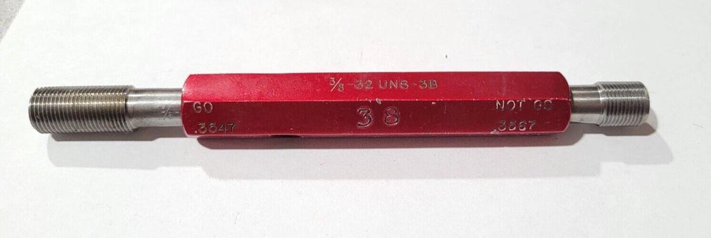 3/8-32 UNS-3B Thread Plug Gage GO & NO GO P.D. .3547 & NOGO PD .3567