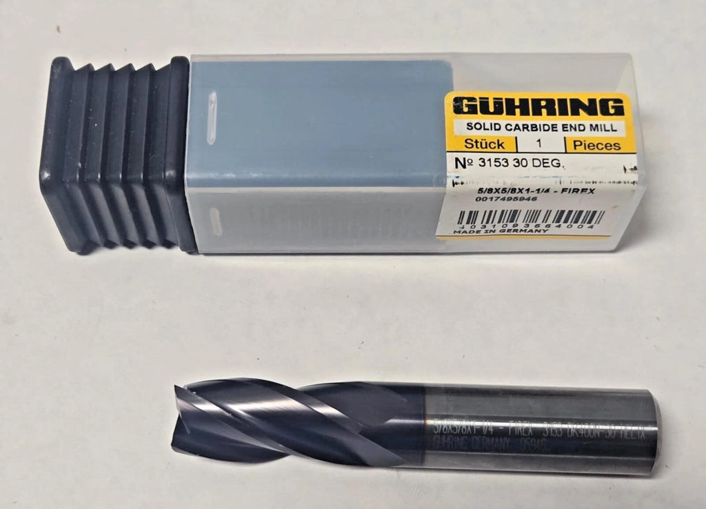 GUHRING GermanySolid Carbide End Mill 5/8 x 5/8 x 1-1/4 Firex Coated 4 Flute NEW