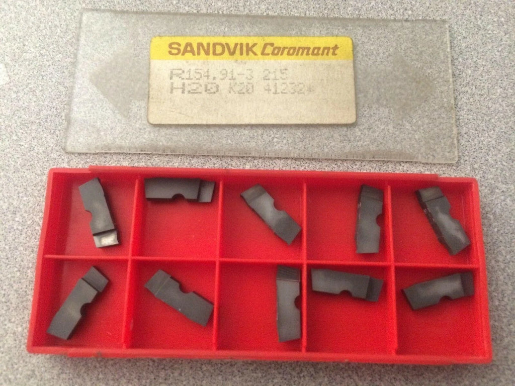SANDVIK Coromant R154 91 3 215 H20 K20 Grooving Lathe Carbide Inserts 10 Pcs New