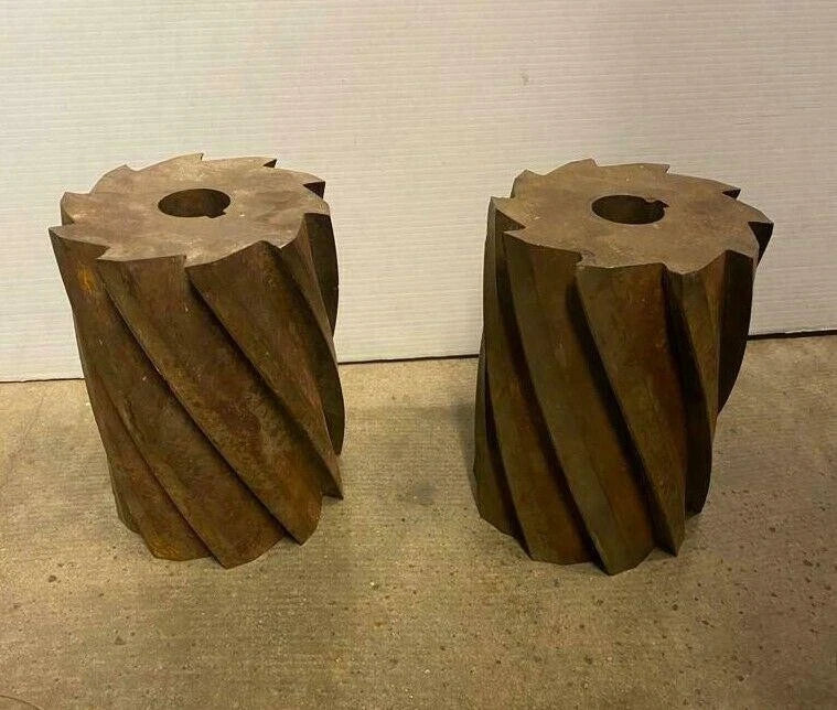 Lot of 2 Vintage HSS Mill Cutters 8" x 6" Rusty Steam Punk Steel Metal