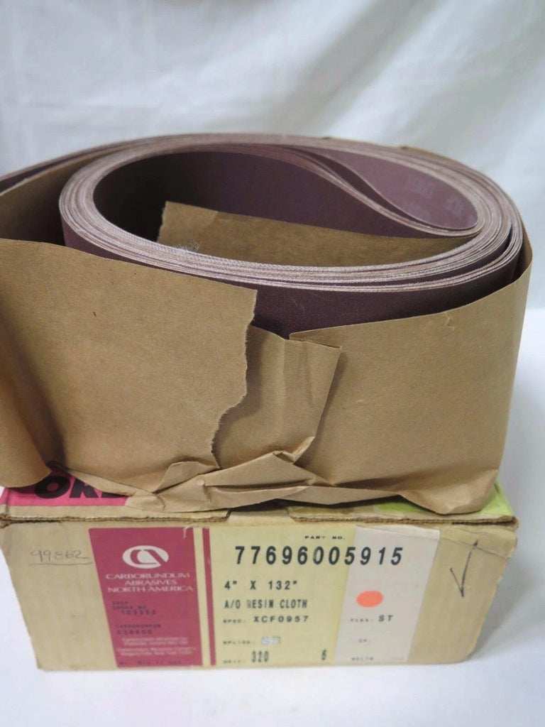 Carborundum Abrasives 4 x 132" A/O resin Cloth Belts Qty 6 Grit 320 Brand New