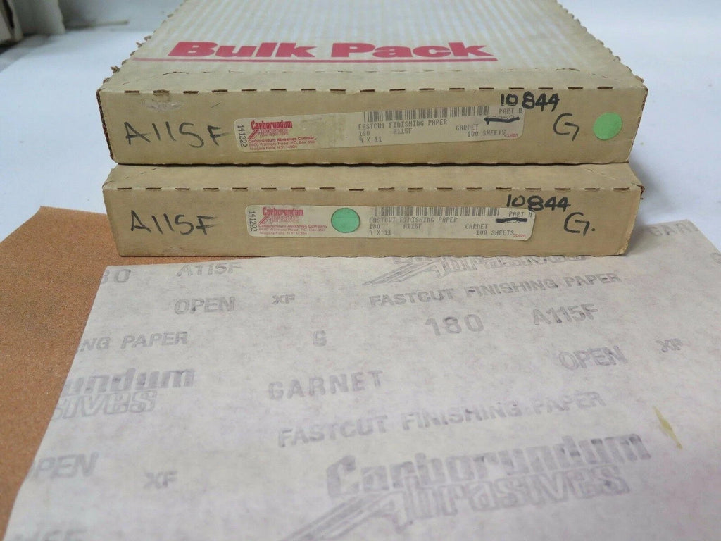 Carborundum Fastcut Finishing Paper 9 x 11" Garnet 180 Grit 10844 Qty 200 New