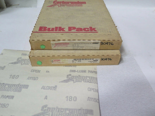 Lot 200 Carborundum Abrasives Aluminum Oxide DRI LUBE Paper 9x11 180 Grit 30476