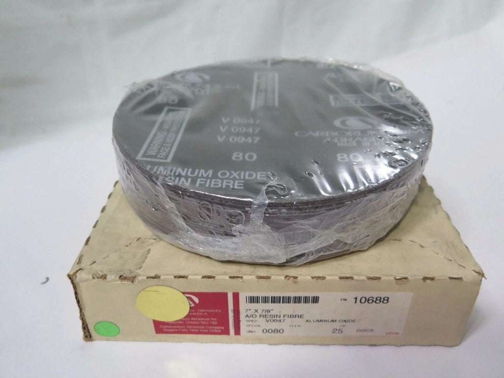 Carborundum Abrasives 25 A/O Resin Fiber Discs 80 Grit 7" x 7/8" 10688 Brand New