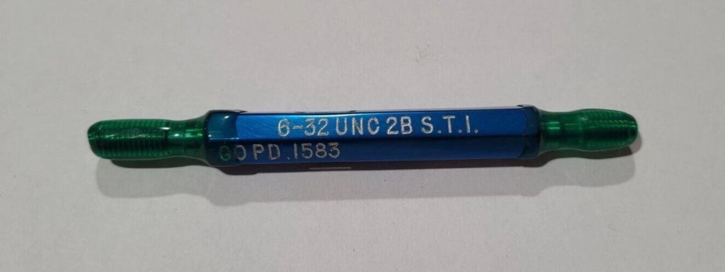 6-32 UNC-2B S.T.I. GO & NO GO Thread Plug Gage GO P.D. .1583 & NOGO .1611
