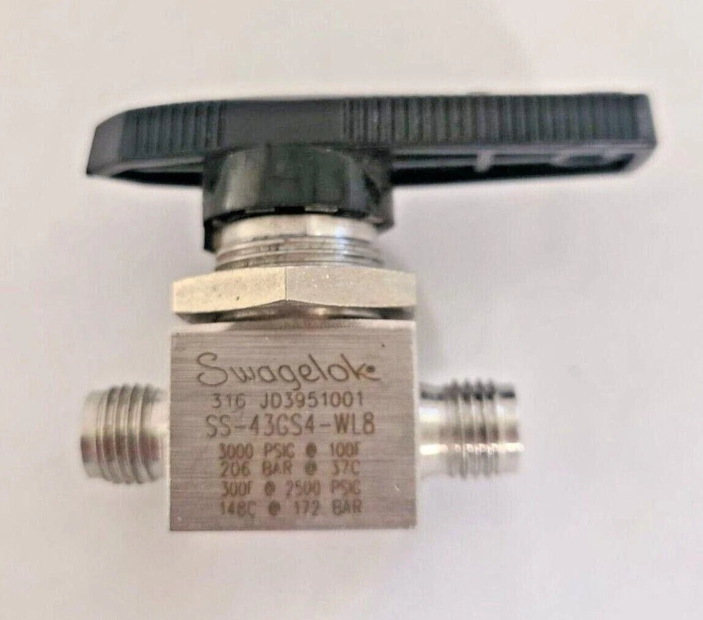 Swagelok SS-43GS4-WL8 2-Way Ball Valve 3000 PSIG Stainless Steel 100 F