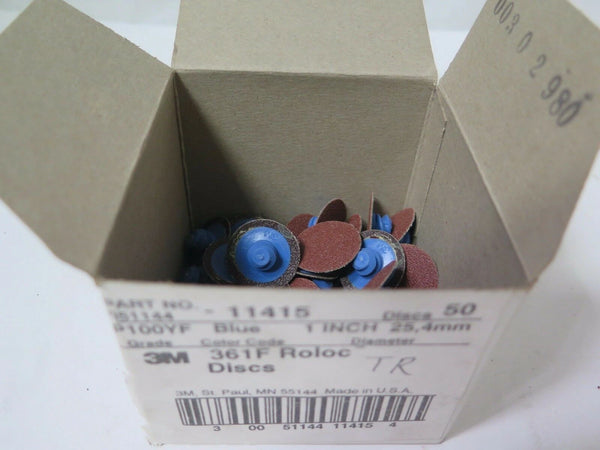 3M 1" 361F 11415 Roloc Blue Discs PN: 051144 P100YF Qty 50 Brand New
