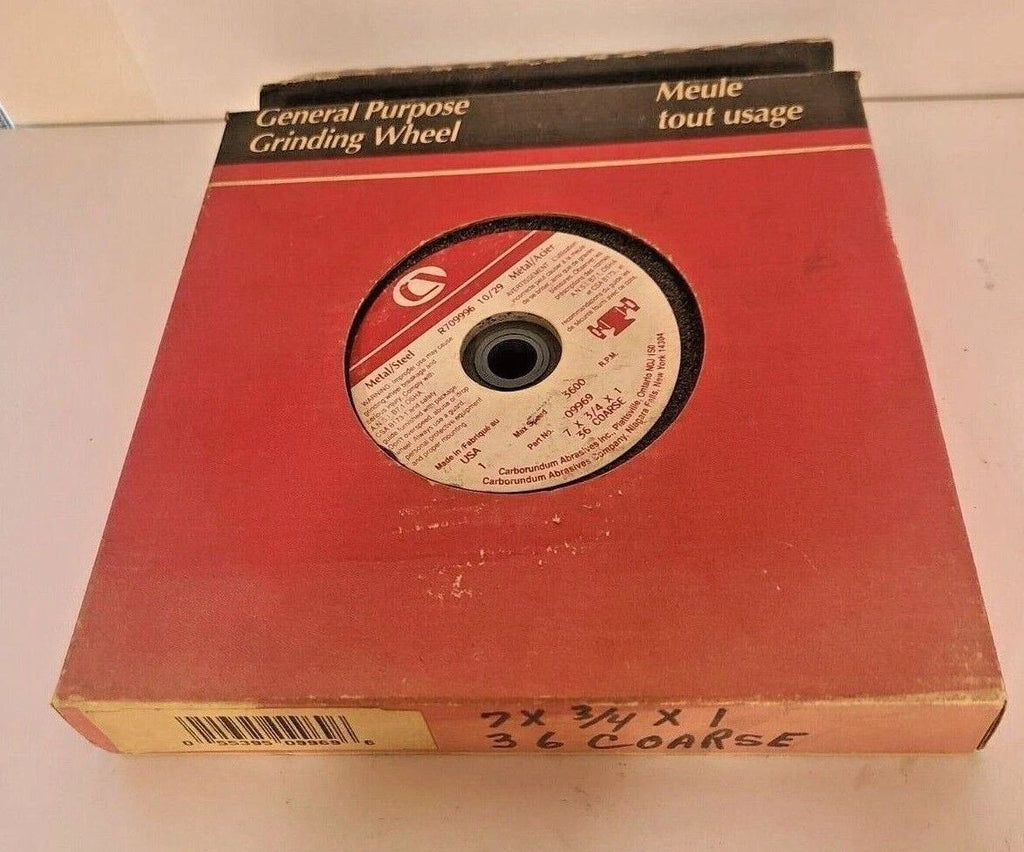 Carborundum Abrasive Steel Metal Grinding Wheel 3600 RPM 7 x 3/4 x 1 COARSE 36