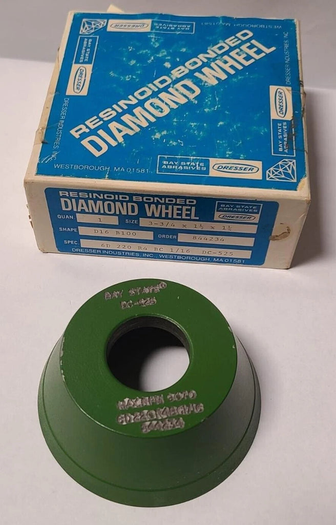 Bay State Dresser 3-3/4 x 1-1/2 x 1-1/4 D16 B100 Cup Diamond Wheel Resinoid
