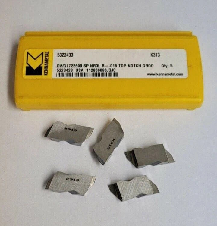 KENNAMETAL 5323433 DWG 1722690 SP NR3L R-.018 K313 Top Notch Insert Carbide 5Pcs