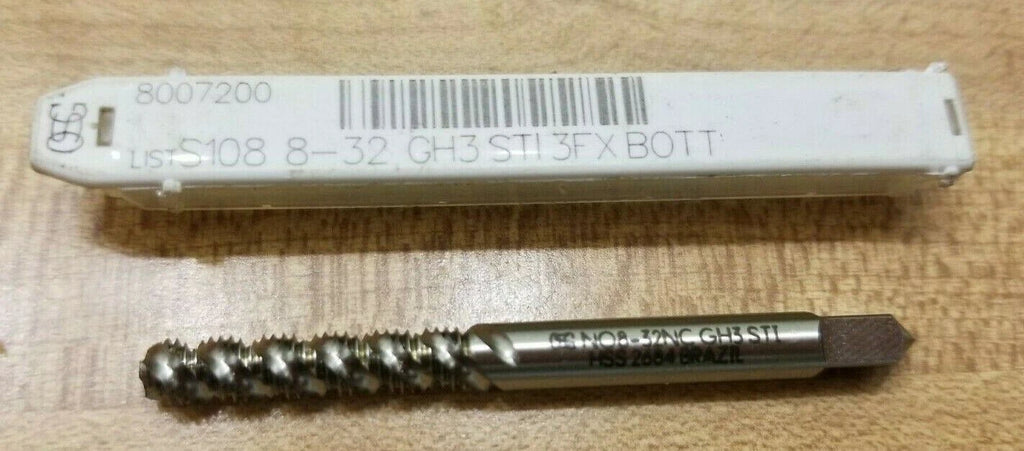 OSG S108 8-32 GH3 STI 3FX Tap Chamfer Bottoming 8007200 High Speed Steel UNC