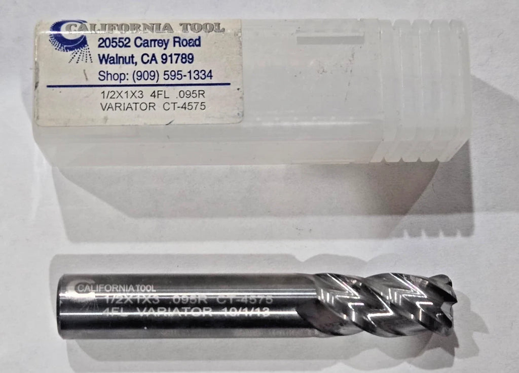 California Tool Variator Carbide Square End Mill 4FL 1/2" x 1" x 3" .095R