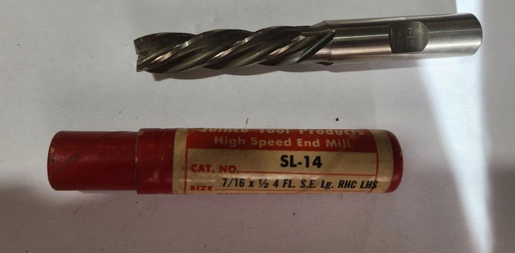Quinco Tool LHS HSS End Mill 7/16" x 1/2 SL-14 4 Flutes New