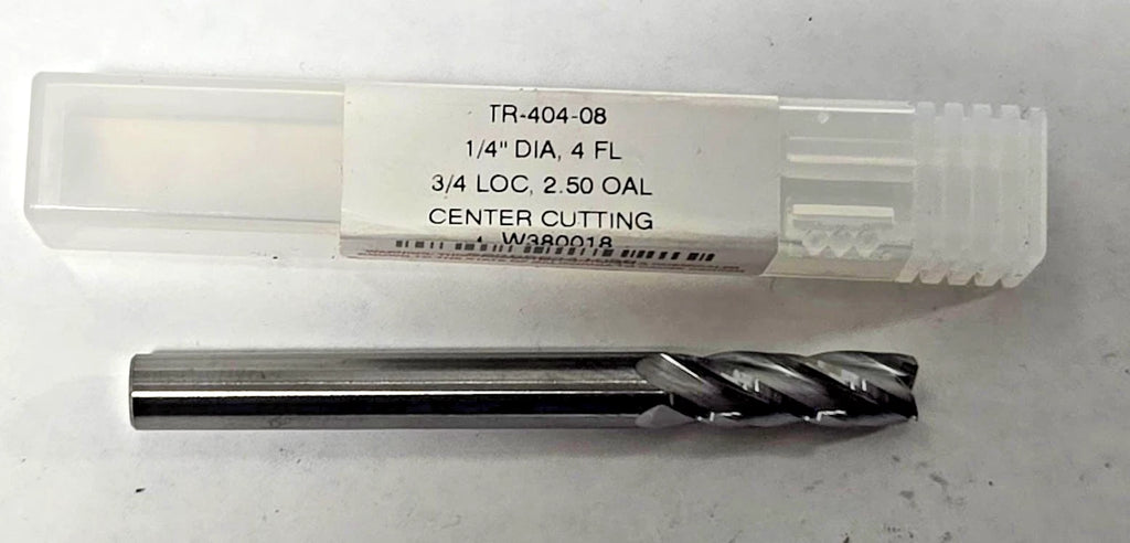 ROBB JACK 1/4" Dia 4 Flute Carbide End Mill 3/4" LOC Center Cutting TR-404-08