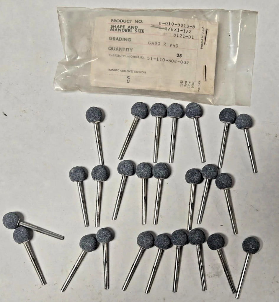 Carborundum Abrasive Ball Stone Mount Buffing Grinding 1/8" Shank 1/2" Dia 25Pcs