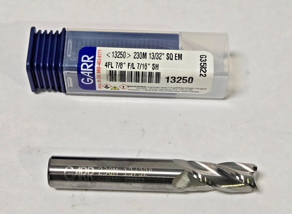 GARR Solid Carbide 13250 230M End Mill 13/32 Dia 7/8 LOC 4 Flutes 7/16 Shank