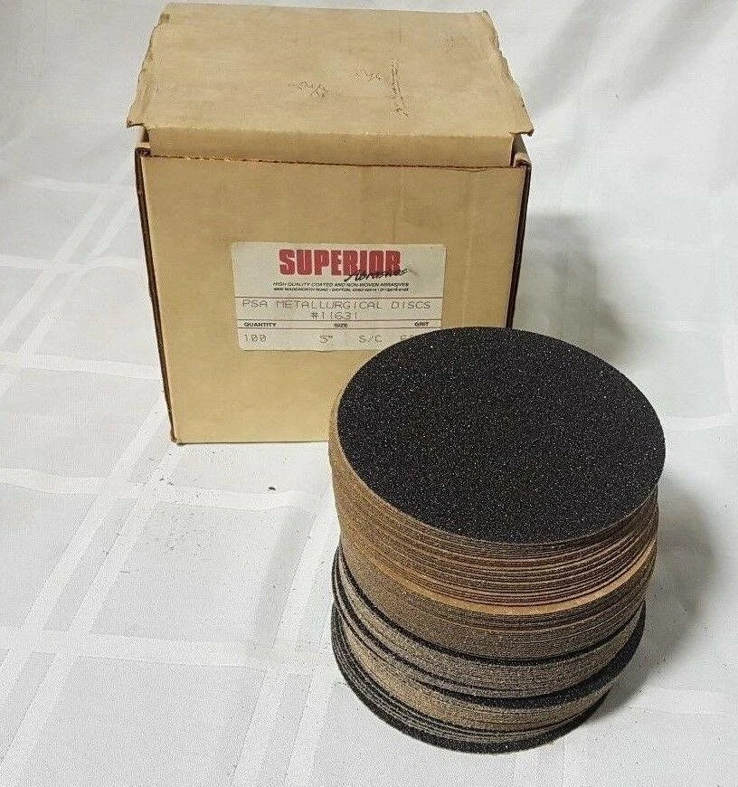 100 Pcs Superior Abrasives Metallurgical PSA Sanding Disc 5" Size S/C 60 C 11631