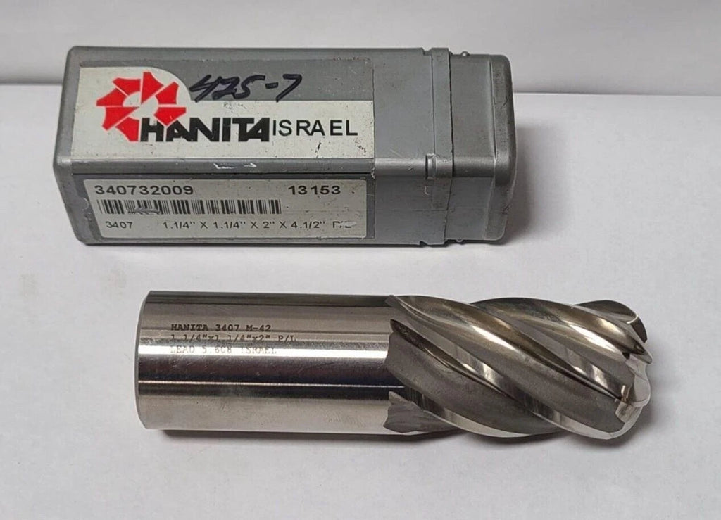 Hanita 6 Flutes Ball End Mill High Speed Steel HSS 3407 1-1/4" x 1-1/4"x2" M-42
