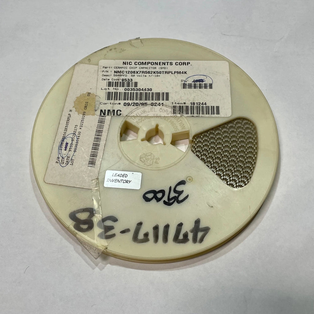 Reel of 3000 NIC COMPONENTS NMC1206X7R562K50TRPLPM4K 560nF Capacitor 47117-38