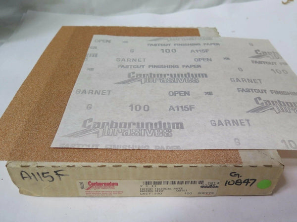 Carborundum Fastcut Finishing Garnet Paper 10847 Grit 100 Qty 200 Sheets New