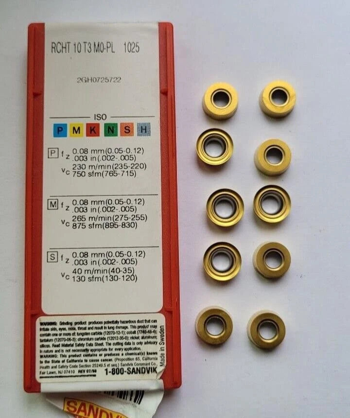 10 Pcs SANDVIK Coromant RCHT 10T3 MO-PL 1025 Carbide Inserts New
