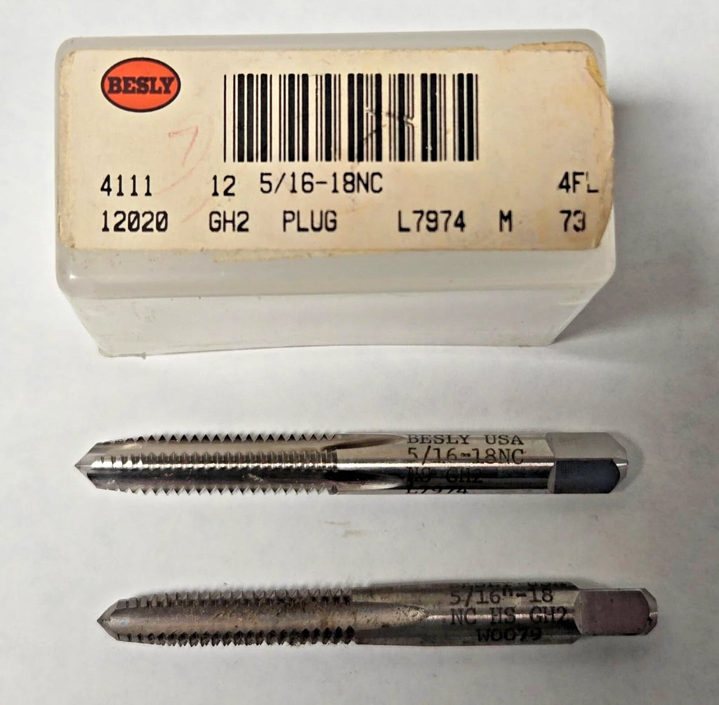 Lot of 2 Besly Tap 5/16 - 18 NC GH2 Plug 4 FL Brand New USA Made