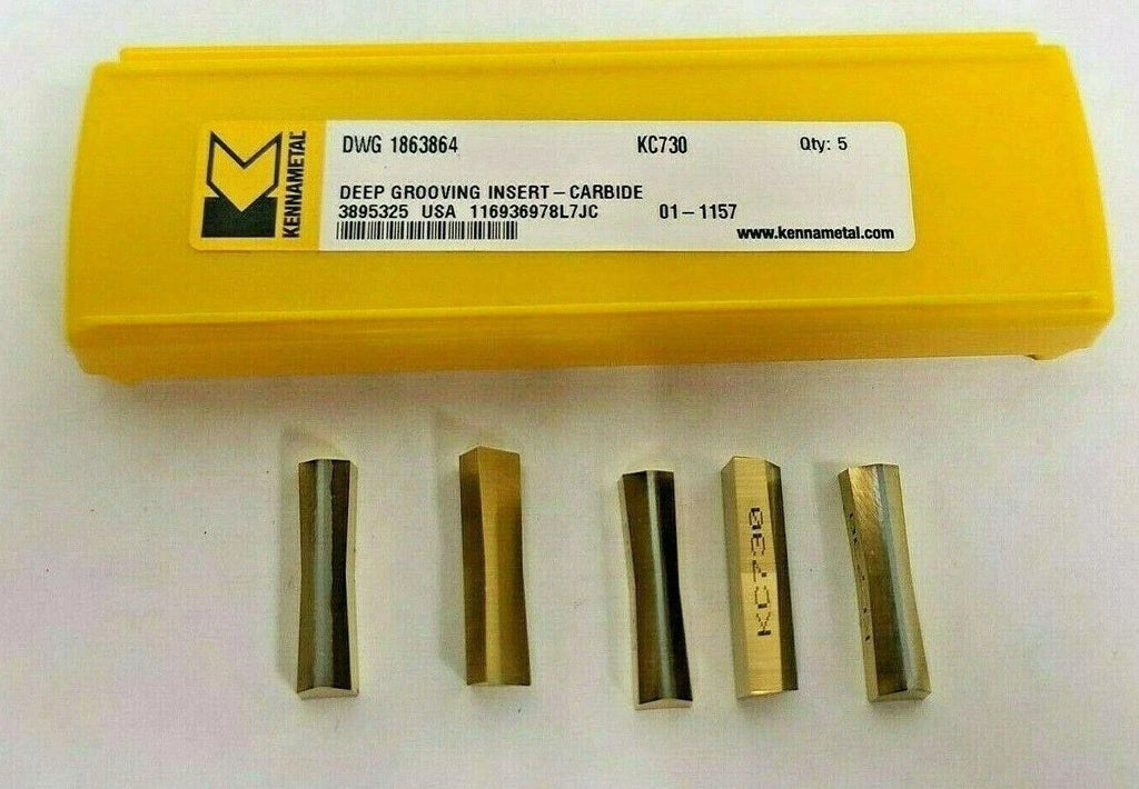 Kennametal 5 Pcs Carbide Deep Grooving Inserts New USA Gold DWG 1863864 KC 730