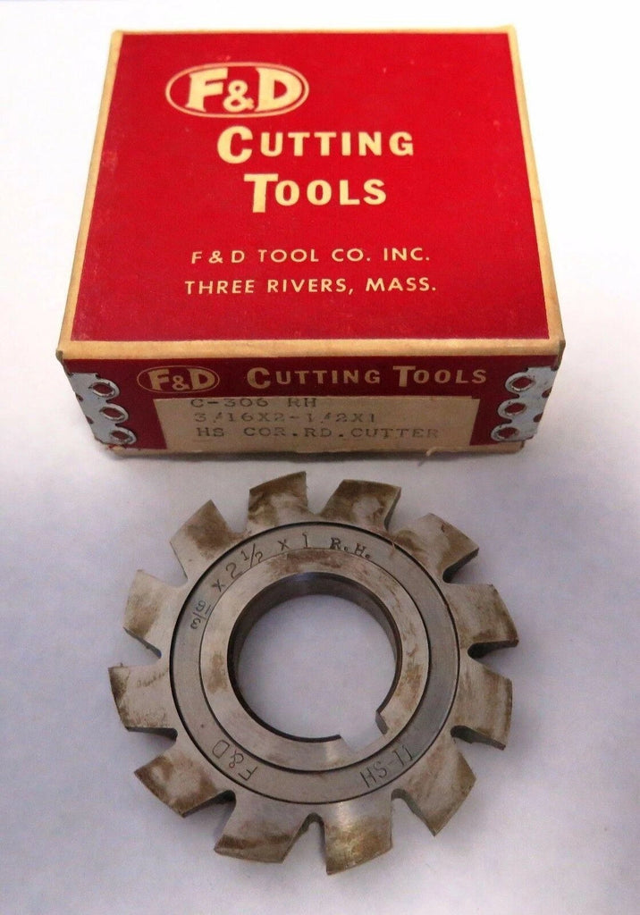 F&D Cutting Tools HS Mill Corner Rounding Cutter 3/16 x 2-1/2 x 1 C-306 Milling