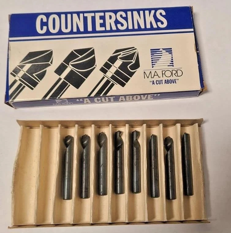 8 Pcs M.A. FORD 61025006 1/4" 120 High Speed Steel Single Flute Countersink