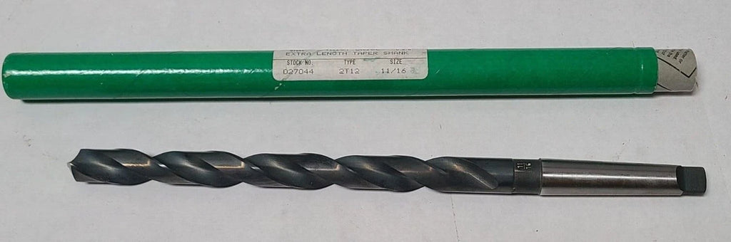 PRECISION TWIST DRILL 11/16" Extra Length Taper Shank High Speed Steel HSS New