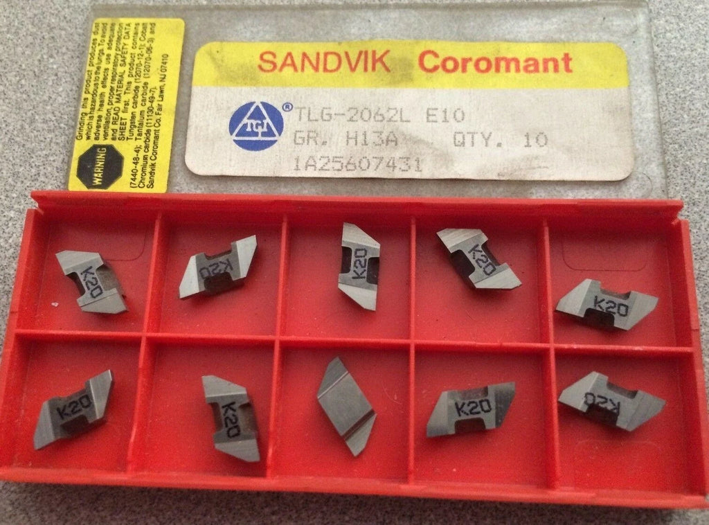SANDVIK Coromant TLG 2062L E10 H13A Lathe Grooving Carbide Inserts 10 Pcs New