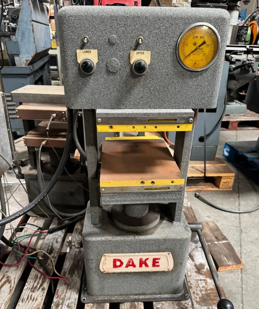 25 Ton Dake Laboratory Press 44-226 Hydraulic Platten Heated Table Model 44226