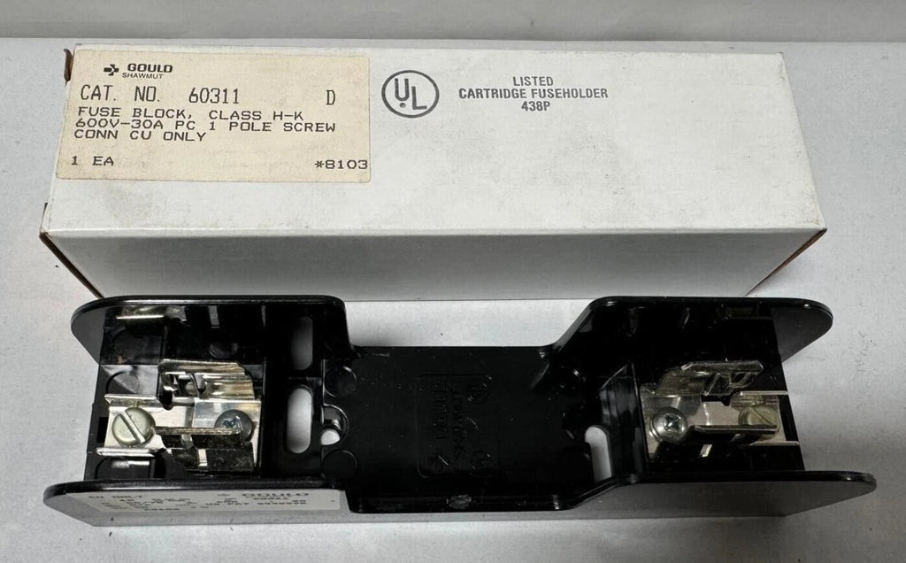 Lot of 2 Gould Shawmut Fuse Block Holder 1 Pole 600V 30A CAT NO 60311 Brand New