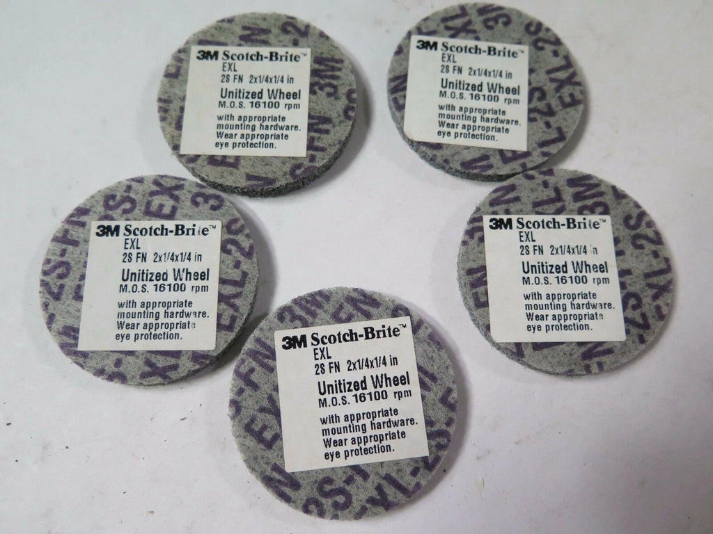 3M Scotch Brite 2 x 1/4 x 1/4 EXL Unitized Wheel 2S FN 16100 RPM Qty 5 New
