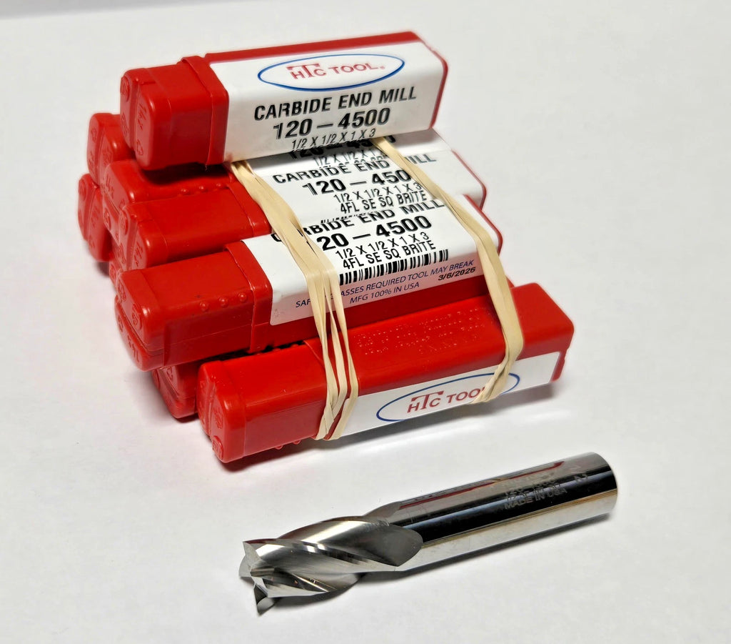 Lot of 10 Brand New HTC Solid Carbide End Mill 1/2" USA Made 4 Flute 120-4500