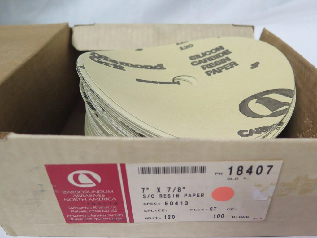 Carborundum Abrasives 7" x 7/8" S/C Resin Paper 18407 E0413 Grit 120 100pcs New