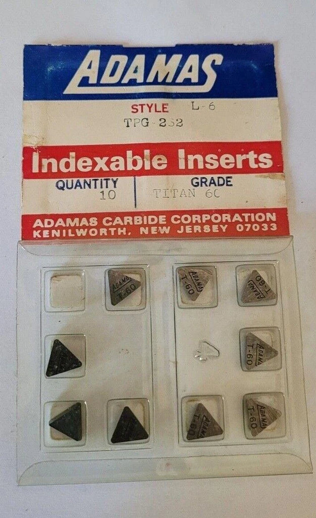 9 Pcs ADAMAS TPG 232 Grade Titan 60 /T-60 Style L-6 Carbide Indexable Inserts