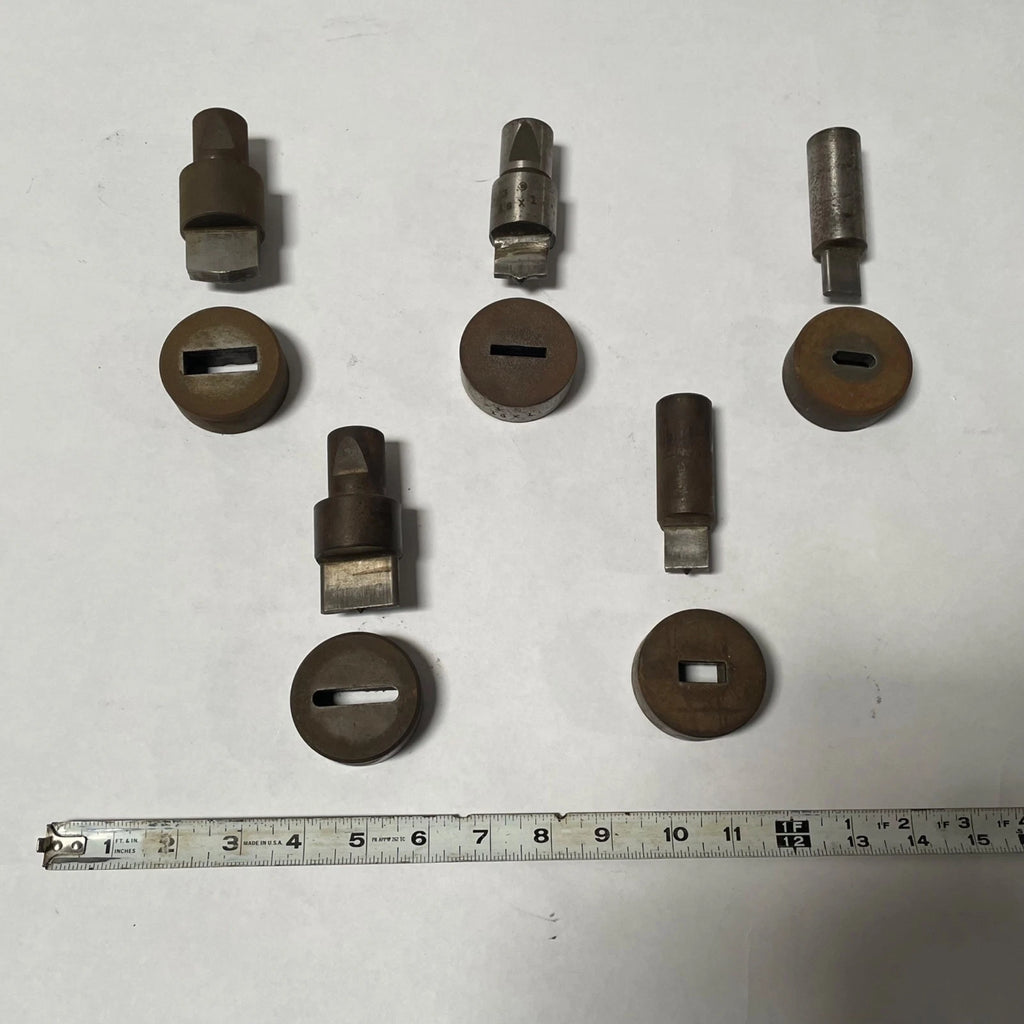 Set of Punch and Die Tooling Mixed Shapes and Sizes Industrial Metalworking