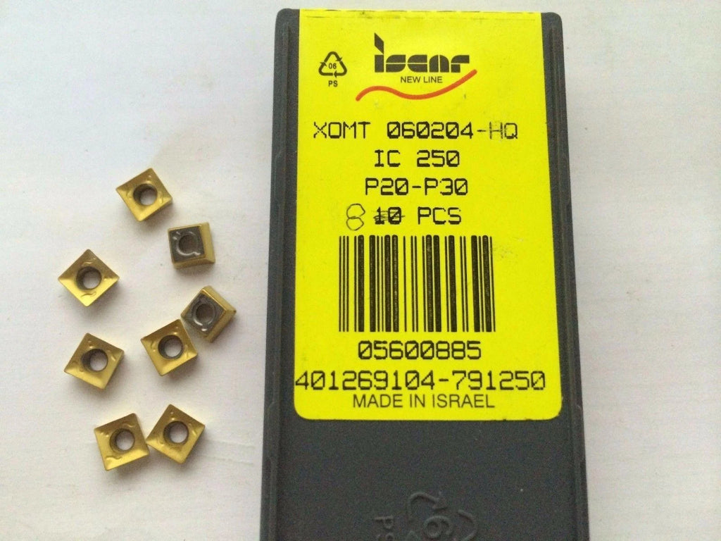 8 Pcs ISCAR XOMT 060204 HQ IC 250 P20 P30 Carbide Inserts Lathe Mill Tools Gold